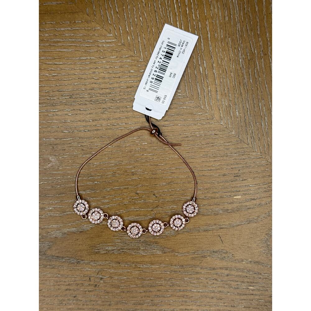 Givenchy Rose Gold Tone Crystal Slider Bracelet CZ Circle Halo Adjustable - Picture 2 of 3